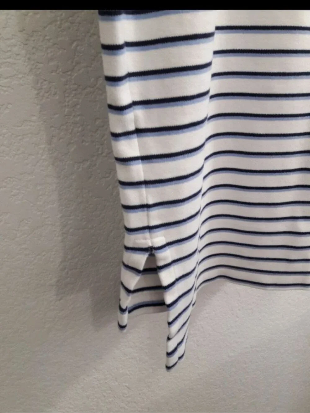 Polo Ralph Lauren White & Navy Striped Polo Shirt Size L